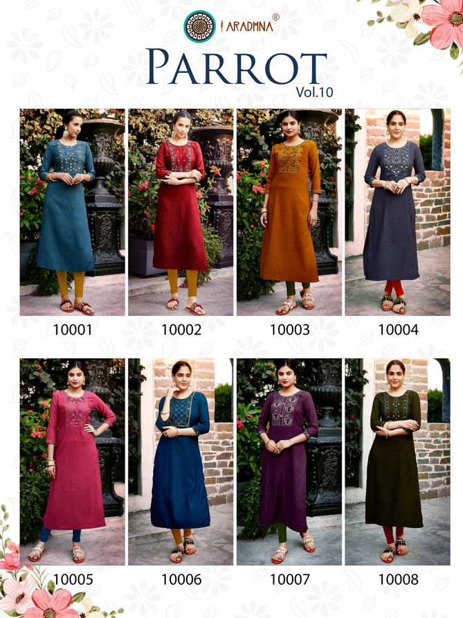 Parrot Vol 10 By Aaradhna Embroidery Kurti Catalog